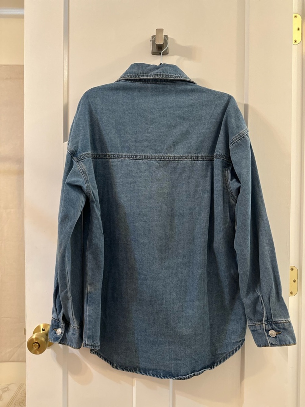 Pearl-Embellished Denim Button-Up long sleeve  - Blue - Picture 4 of 4